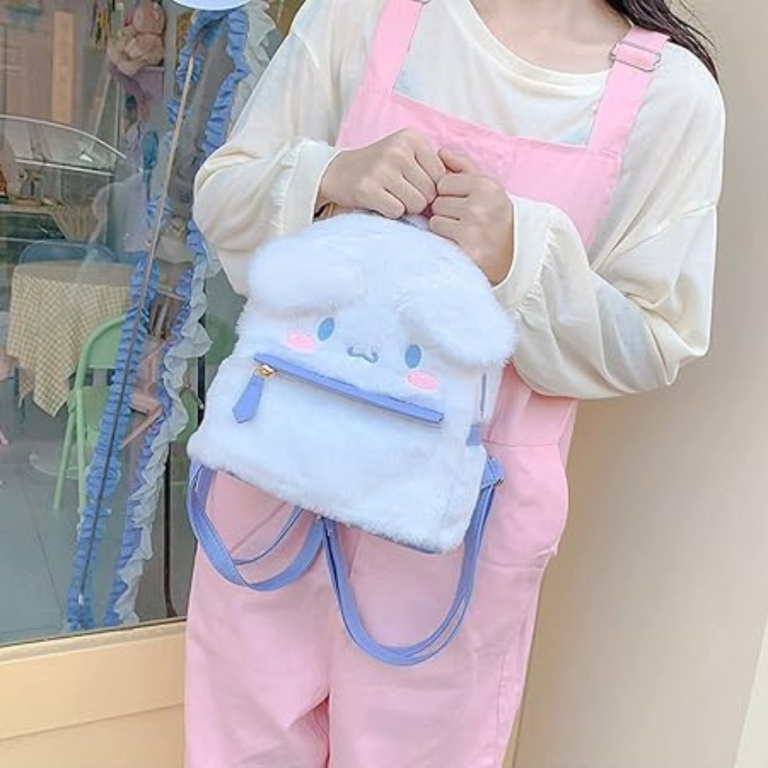 Cute Furry Plush Cinnamoroll-Dog Backpack