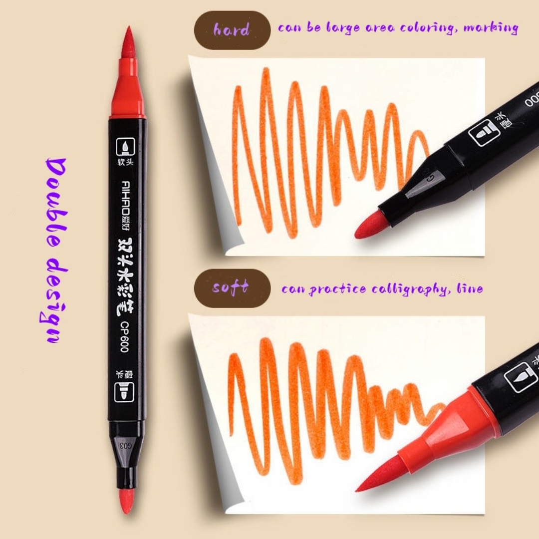 24pc Set Watercolor Calligraphy Twin Tip Brush Pen