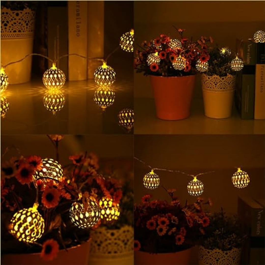 Outdoor String Lights 30 LED 10Ft Waterproof Moroccan Battery Operated