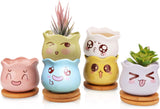 6 piece Flower Pots Ceramic Flowing Glaze Base Serial Set