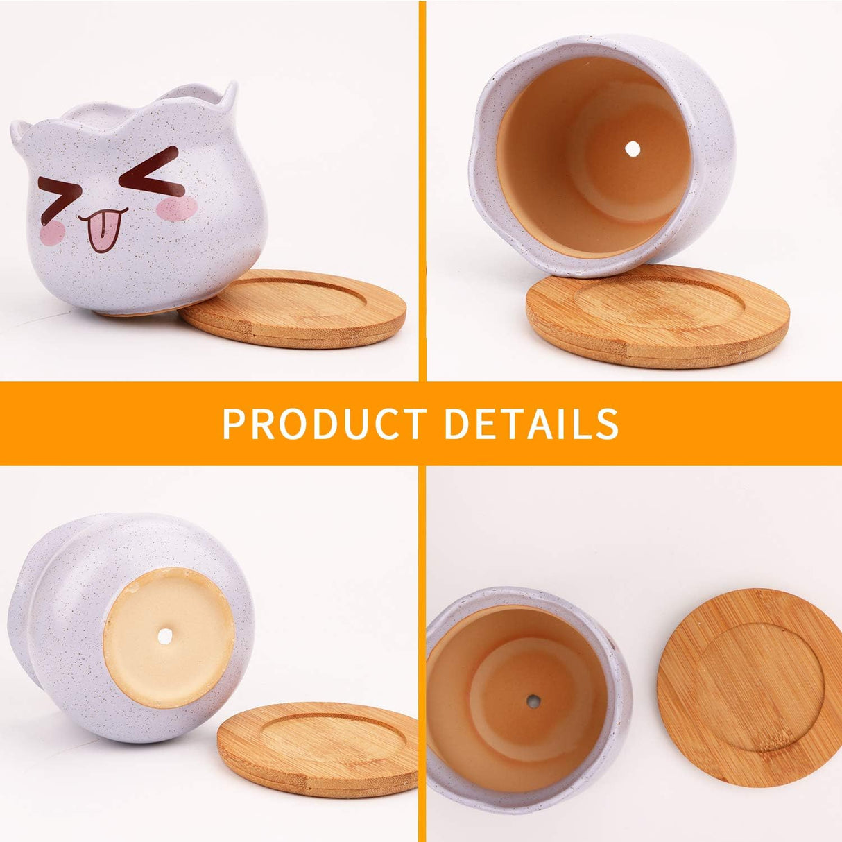 6 piece Flower Pots Ceramic Flowing Glaze Base Serial Set