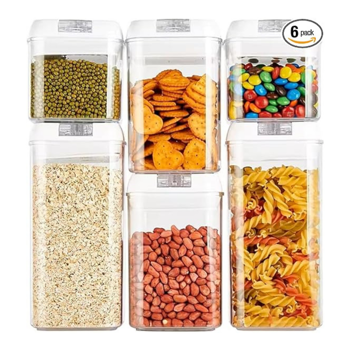 6 pc Set BPA Free Airtight Kitchen Food Storage Containers