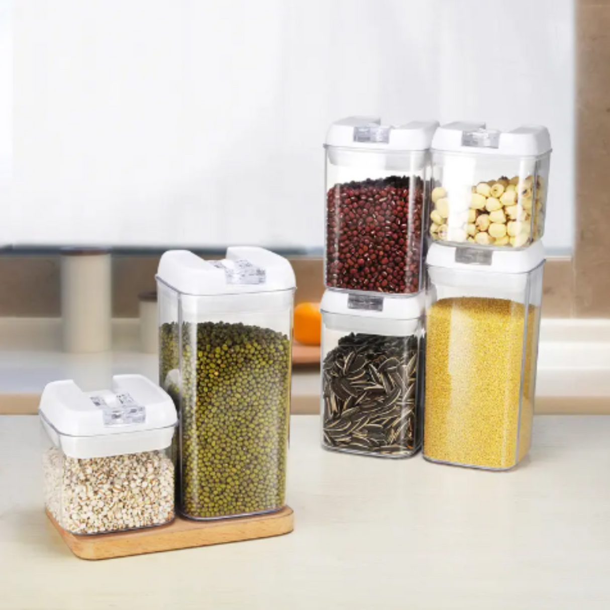 6 pc Set BPA Free Airtight Kitchen Food Storage Containers