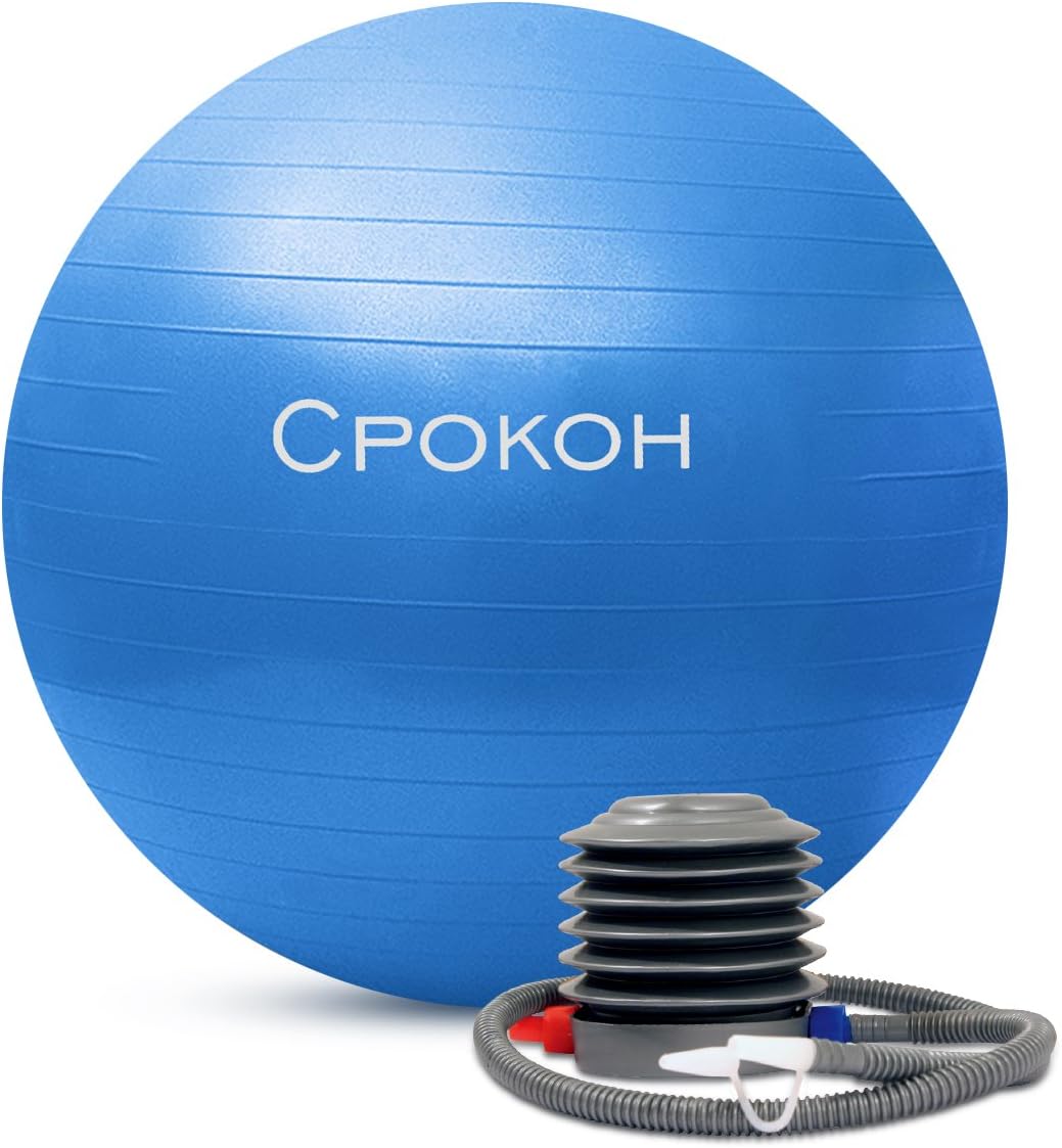 Exercise Ball Anti-Burst Non-Slip Extra Thick Massage Fitness Ball with Foot Pump (Gray, 75cm) (Blue, 75cm)