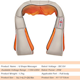 U Shape Electrical Cervical Vertebra Massager Infrared Heated 4D Kneading