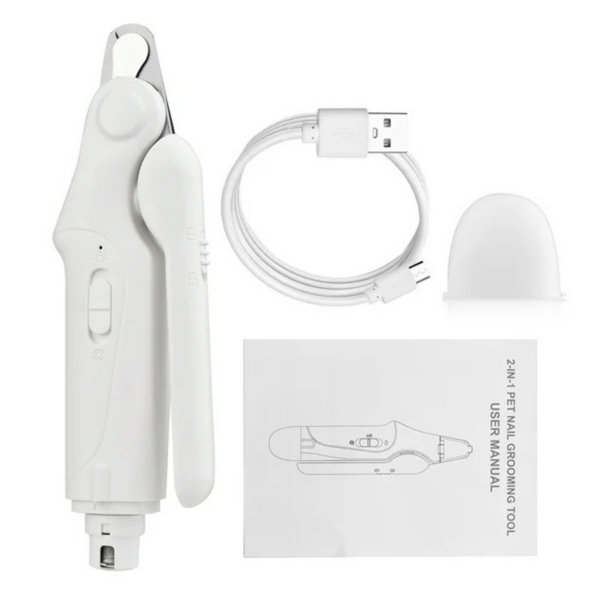 2-in-1 Dog Nail Grinder & Clippers USB Rechargeable with 2 LED Lights