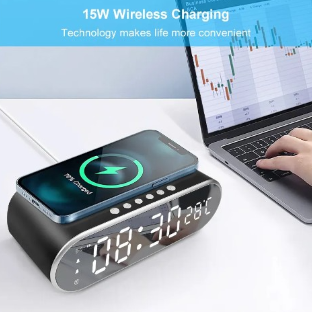 3 In 1 Wireless Charger Multi-Function Time, Temperature and Electronic Digital Alarm Clock