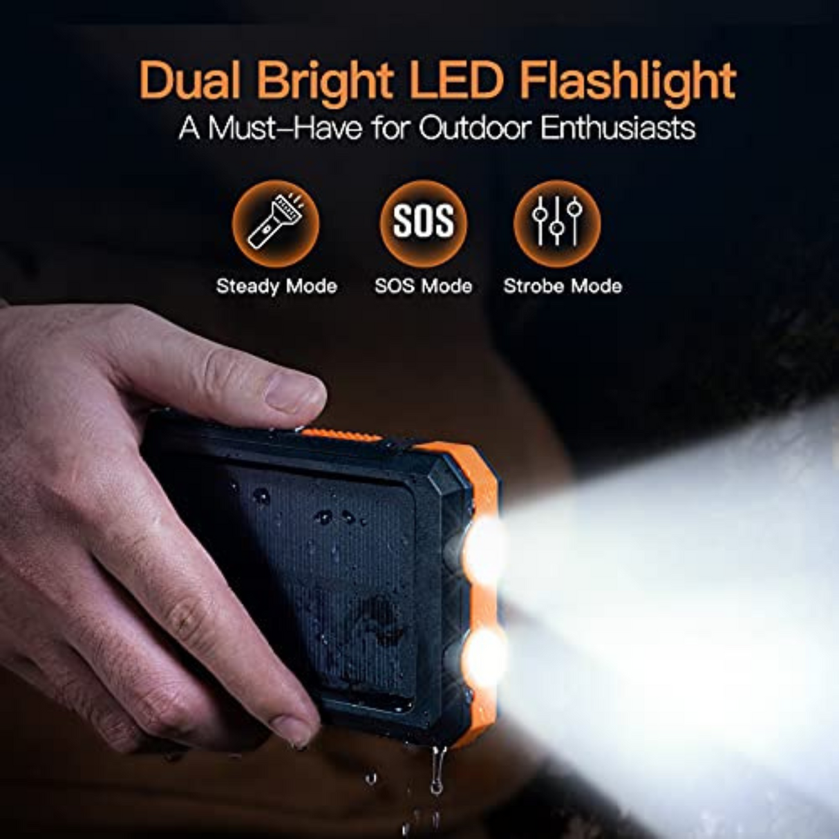 20000mAh Fast Charging Solar Power Bank with Flashlight and Compass