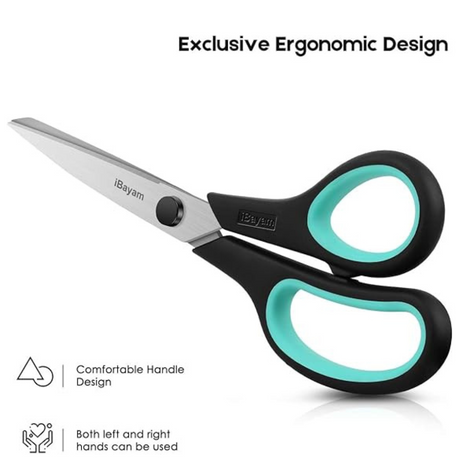 Close-up of 8 inch heavy duty scissors set showing ergonomic handle design. Comfortable grip suitable for both left and right-handed use.