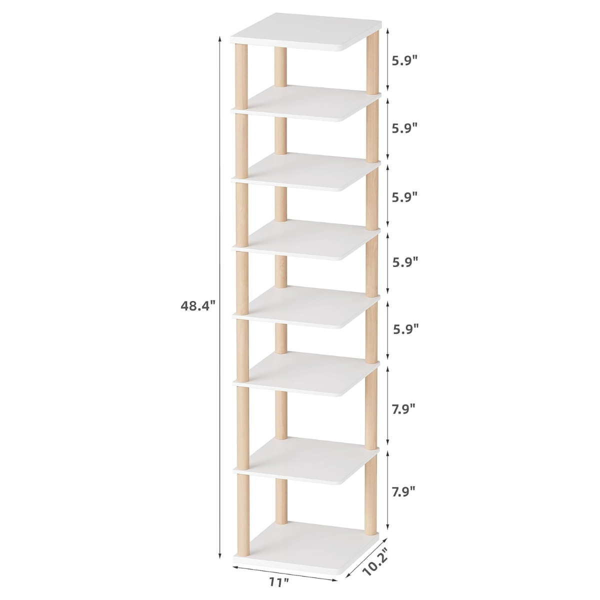 8 Tier Vertical Wooden Shoe Rack