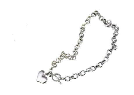 Silver Plated Chain Necklace with Big Heart Stainless Steel