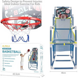 Close-up of Alinila kids basketball hoop showing sturdy rim, net, and safe design ideal for indoor play.