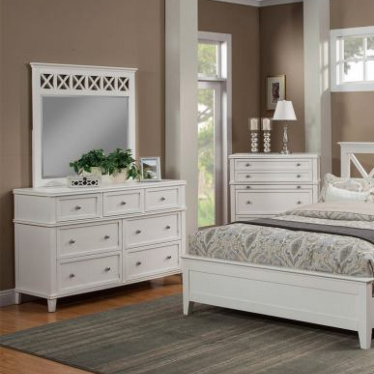 Alpine Furniture Potter 7 Drawer Dresser White 955-03