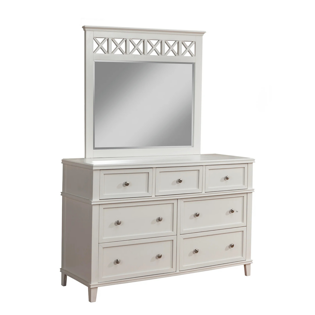 Alpine Furniture Potter 7 Drawer Dresser White 955-03