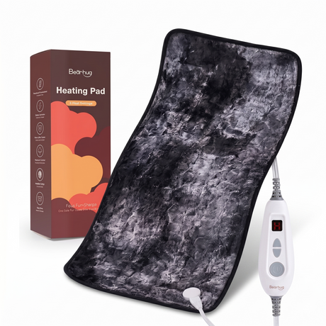 Bearhug weighted faux fur heating pad with packaging and handheld controller