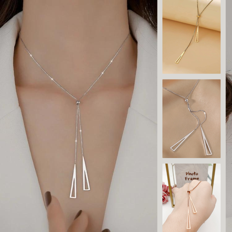 Sexy Tassel Charm Pull Adjustment Chain Choker Necklace Stainless Steel