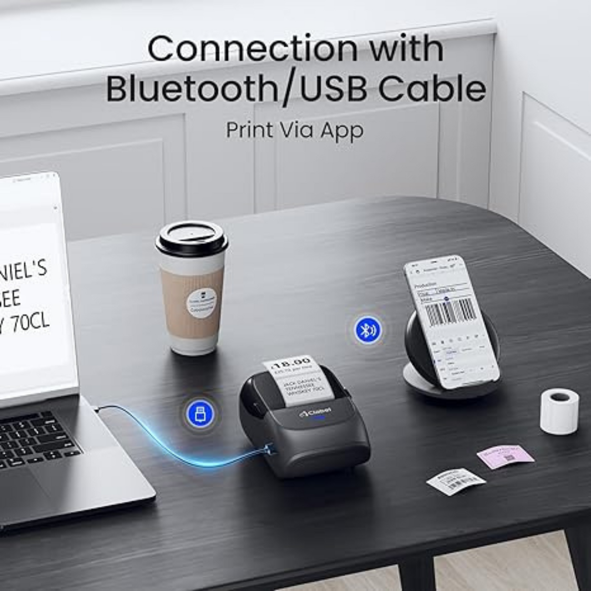 Clabel Portable Bluetooth 221B Inkless Label Maker Printer Machine