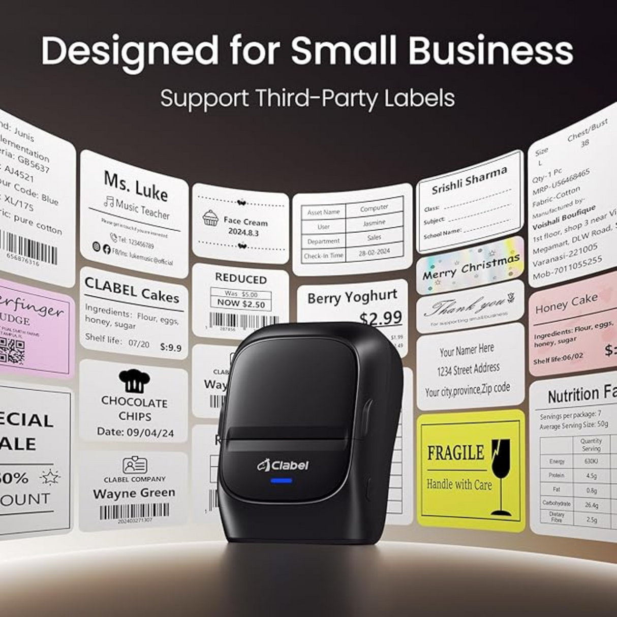Clabel Portable Bluetooth 221B Inkless Label Maker Printer Machine