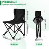 Dimensions of portable camping chair shown folded and unfolded for easy transport and storage.