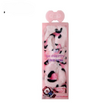 Leopard print coral fleece bow headband in decorative retail packaging