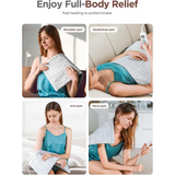 Heating pad applied on shoulder, abdomen, arm, and neck for full-body pain relief and comfort.