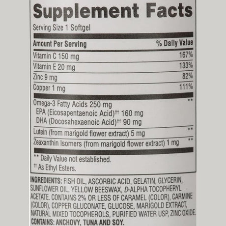 Equate Vision Formula 50+ Soft Gels Dietary Supplement Value Size