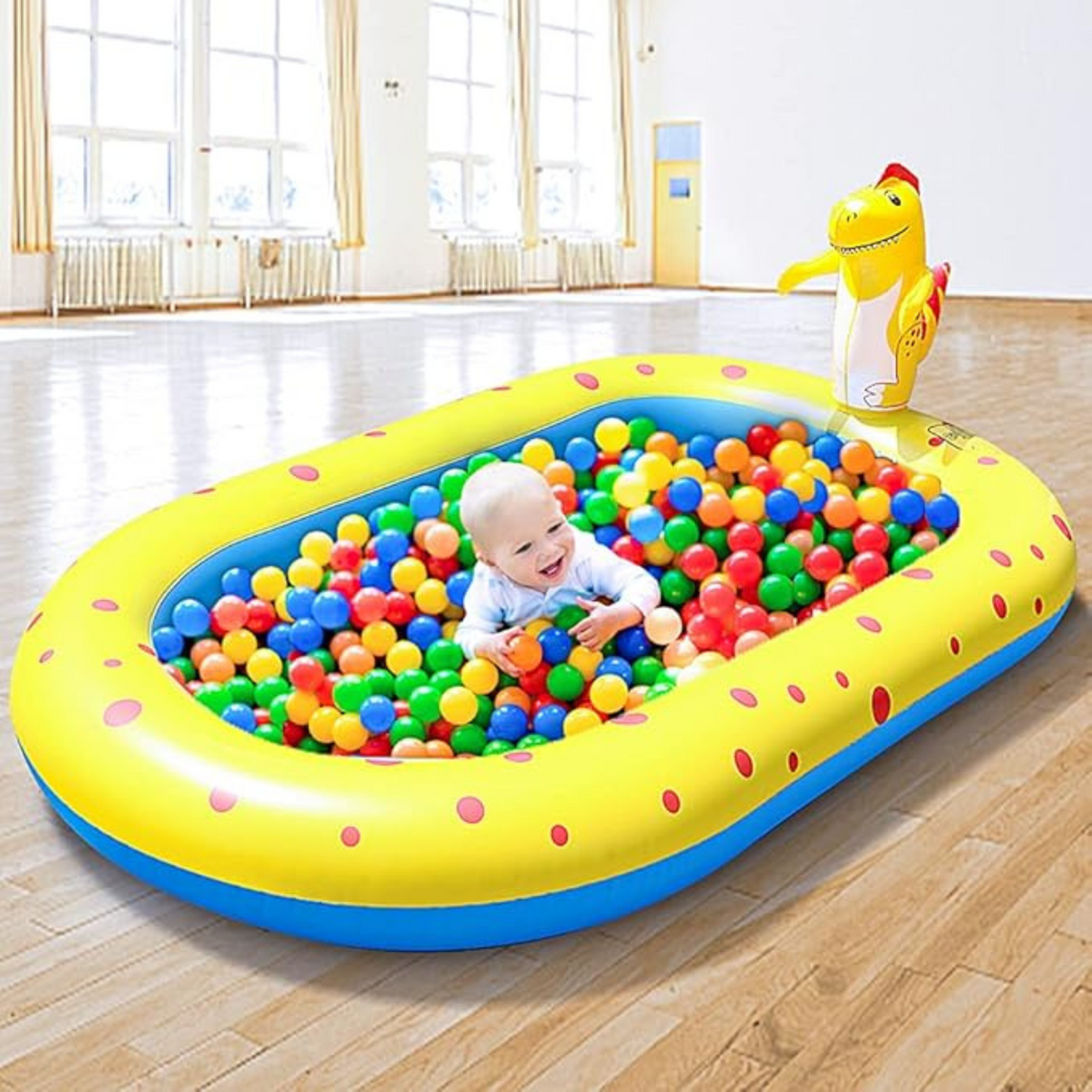 FiGoal Inflatable Sprinkler Dinosaur Swimming Pool for Kids