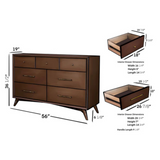 Flynn 7-Drawer Mahogany Solids and Veneer Dresser 966WAL-03