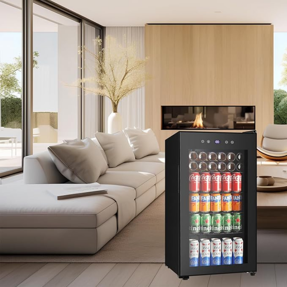 Freestanding  Beverage Refrigerator and Cooler with Digital Temperature Display