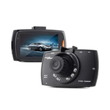 Compact car dash camera with front lens and display screen for high-definition driving recording.
