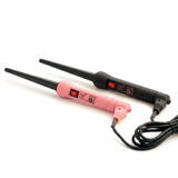 A product image showcasing both the pink and black Ginalli Milano tapered curling wands together against a minimalist white background, displaying their sleek design.