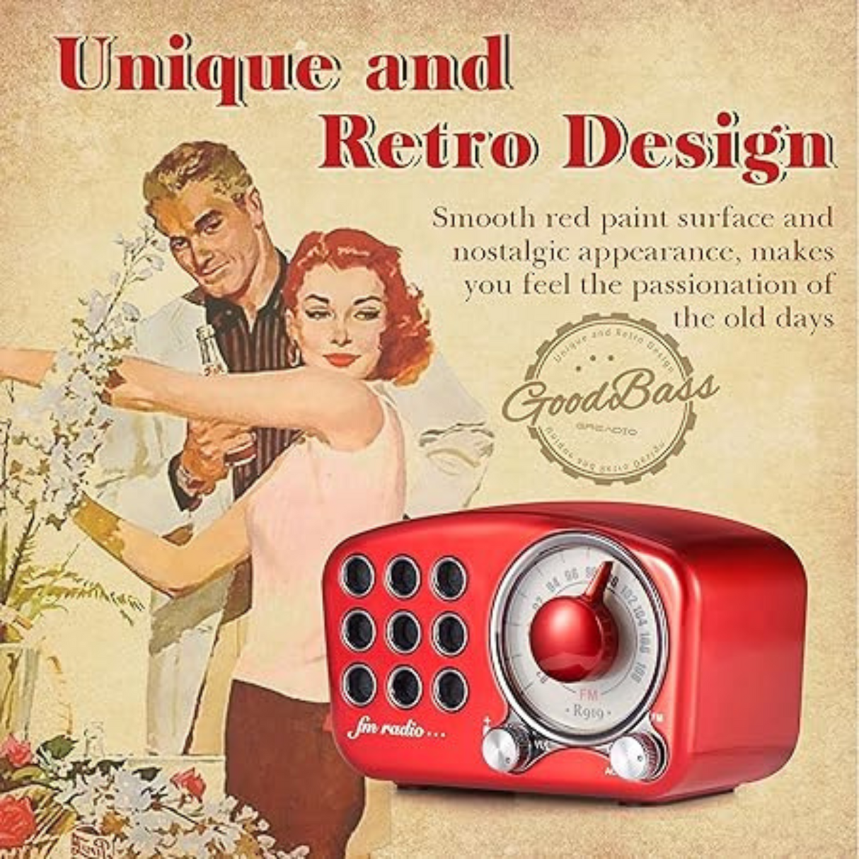 Greadio Vintage FM Radio with Old Fashioned Classic Style