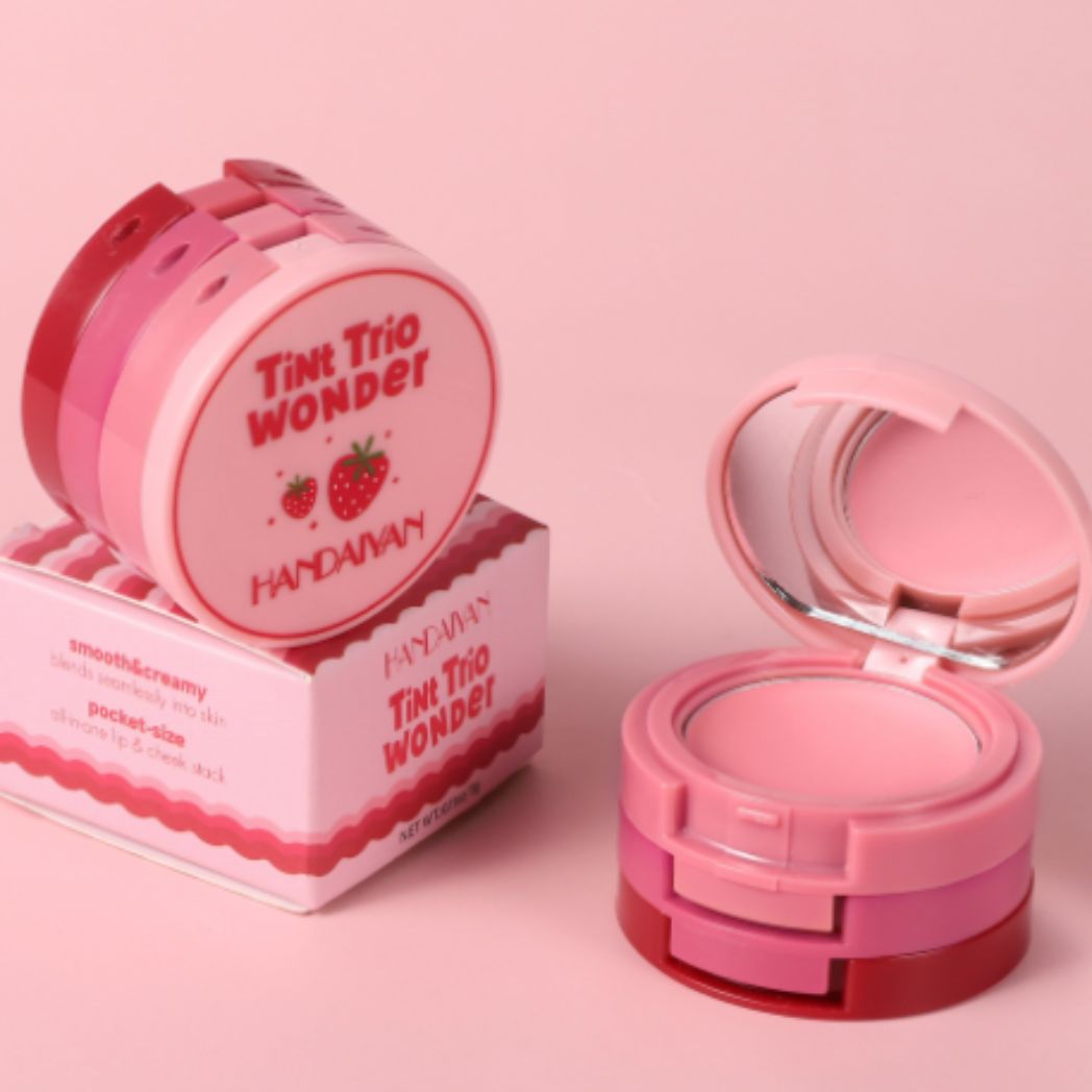 Handaiyan Tint Trio Wonder Pocket Size Lip and Cheek Makeup Blush