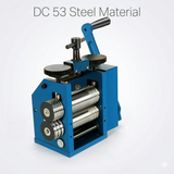Jewelry rolling mill machine highlighting DC53 steel rollers and precision gears
