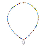 Colorful Beaded Necklace with Pearl & Daisy Flower