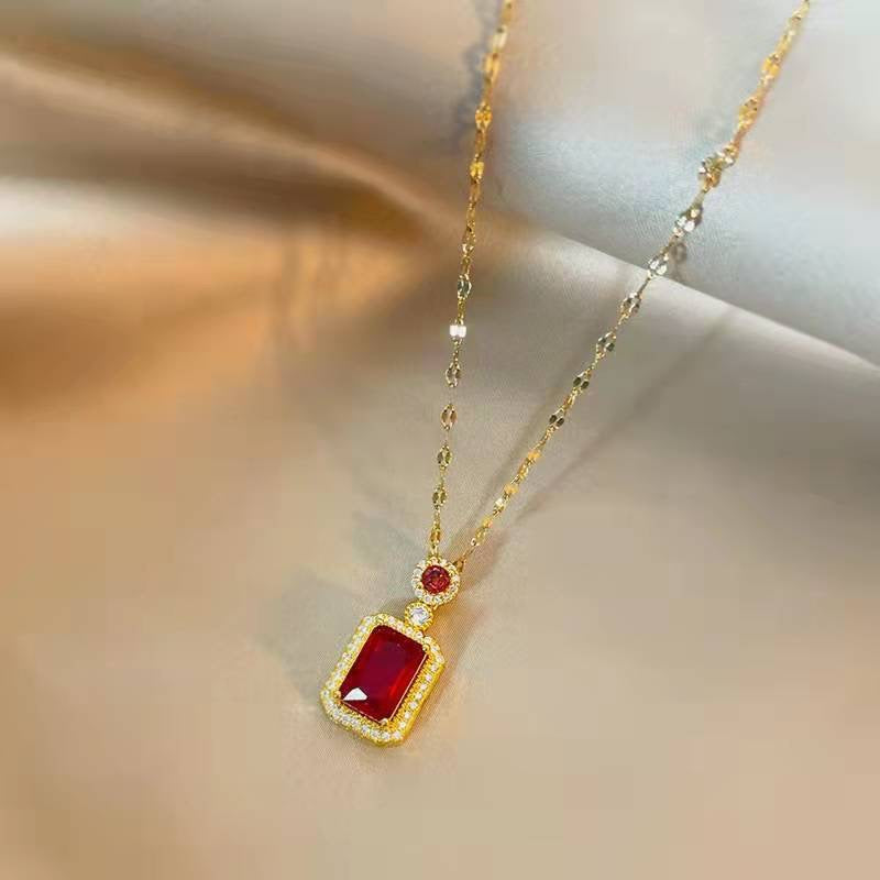 Exquisite Ruby Geometric Jewelry Set Stainless Steel