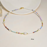 Freshwater Pearl Colorful Beaded Superfine Rice Beads Necklace