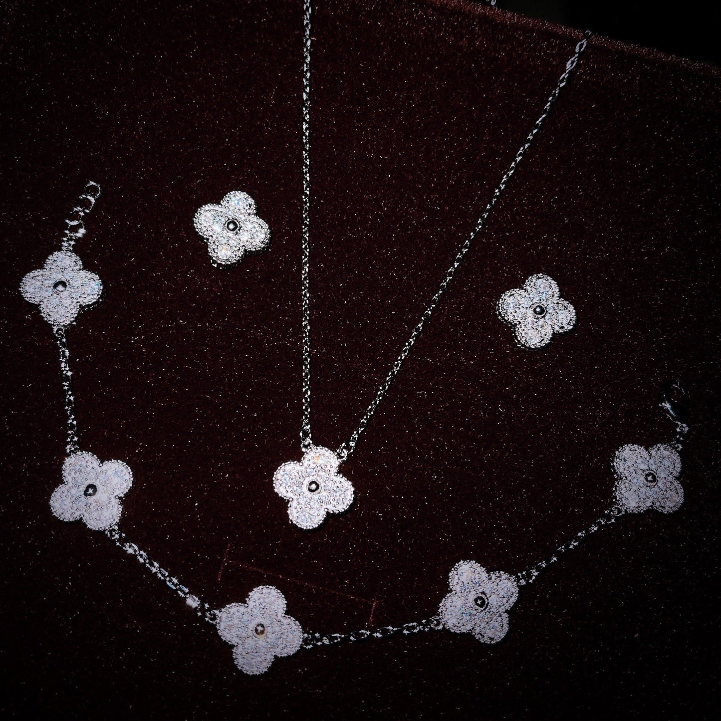 Four Leaf Clover- Necklace, Bracelet & Earrings, Stainless Steel #B-062 | 224