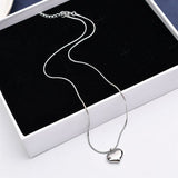 Dainty Metallic Puffy Heart Pendant Necklace Stainless Steel