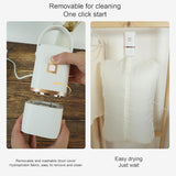 A side-by-side demonstration showing the portable mini clothes dryer being disassembled for cleaning and hanging while inflated to dry a garment effortlessly.