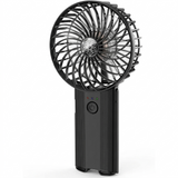 Black portable handheld fan with sturdy design and front grille