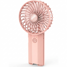 Pink portable handheld fan with lightweight ergonomic grip