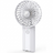 White handheld rechargeable fan with spiral grille and power button