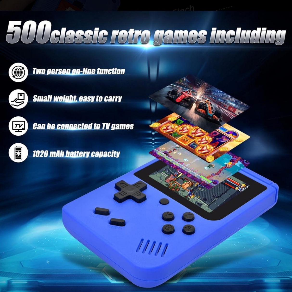 Portable Retro Gaming Console with 500 Classic FC Games