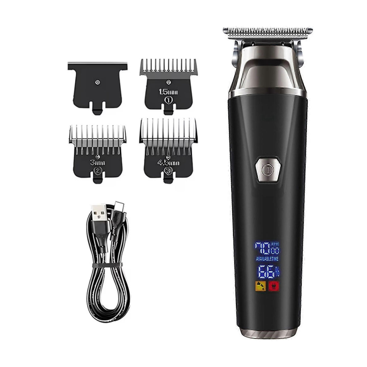 Professional Rechargeable Electric Hair Clipper with LED Display