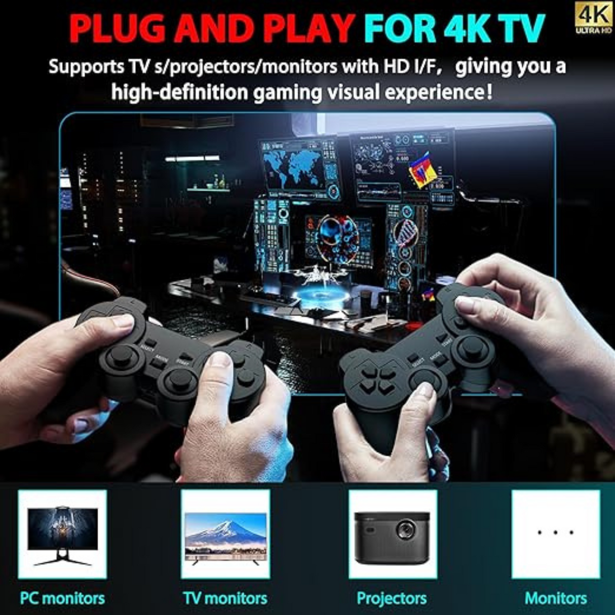 Wireless Retro Game Console Stick Built in 20000+ Games with 18 Emulators 64GB