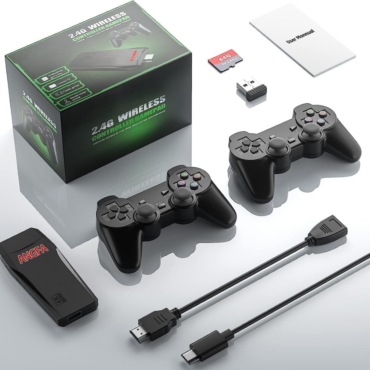 Wireless Retro Game Console Stick Built in 20000+ Games with 18 Emulators 64GB