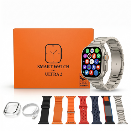 S100 Ultra 2 smartwatch with metal band and multiple strap accessories