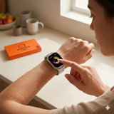 Person using S100 Ultra 2 smartwatch with activity tracking on display