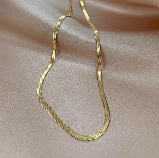 Herringbone Chain Necklace High Polished Stainless Steel Snake Chain Choker